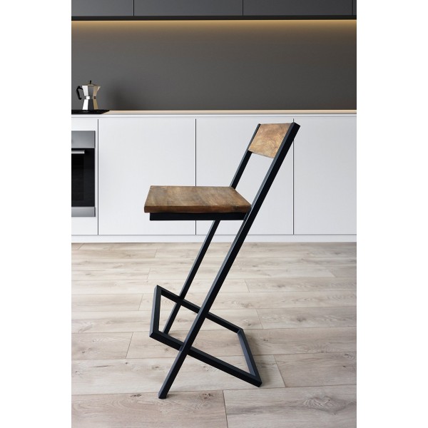 Barstuhl aus Holz und Metall LINEA