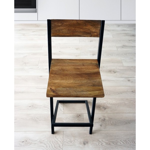 Barstuhl aus Holz und Metall LINEA