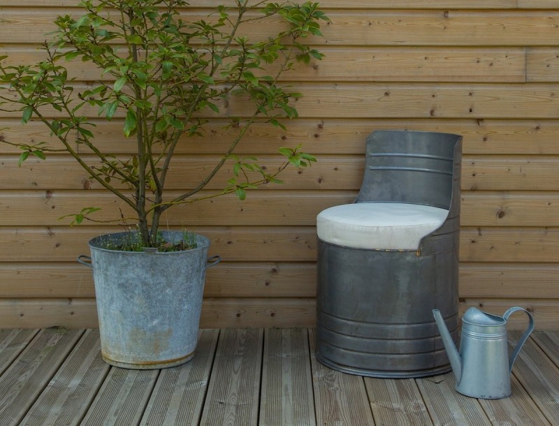 Industrieller Sessel Kanister Metall