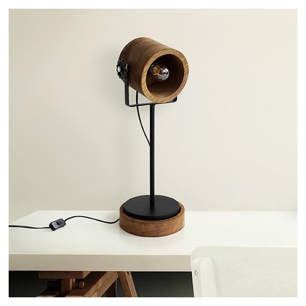 Industrielle Stehlampe aus Holz und Metall - Woody