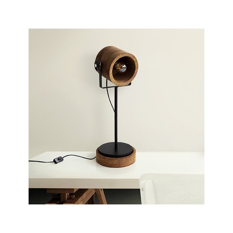 Industrielle Stehlampe aus Holz und Metall - Woody