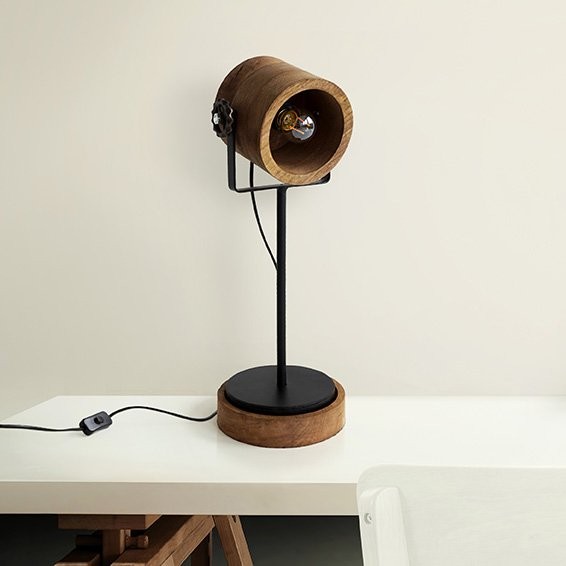 Tischlampe aus Holz und Metall - Woody