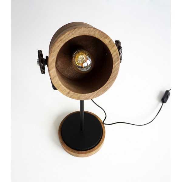 Industrielle Stehlampe aus Holz und Metall - Woody