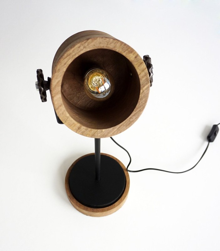 Tischlampe aus Holz und Metall - Woody
