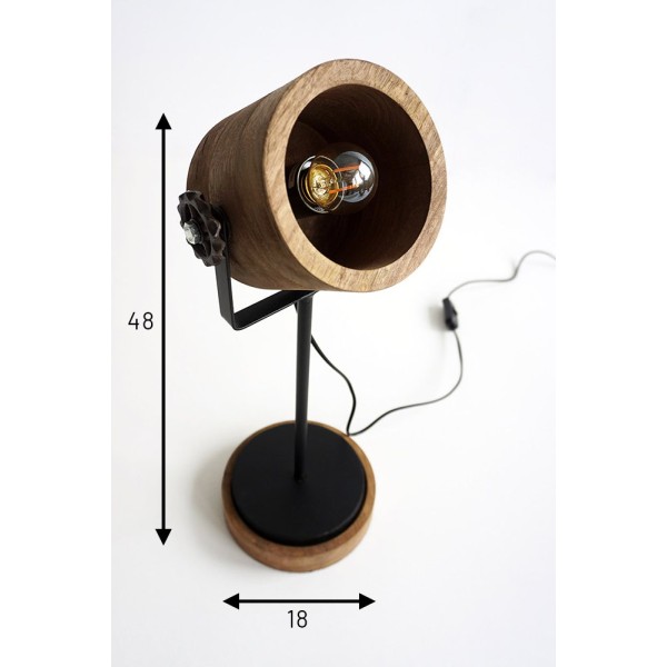 Industrielle Stehlampe aus Holz und Metall - Woody