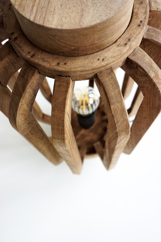 Handgemachte Laterne aus Mangoholz 46 cm