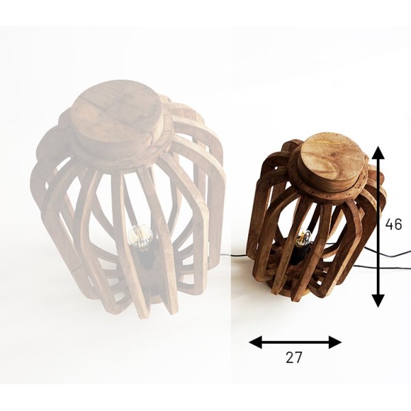 Handgemachte Laterne aus Mangoholz 46 cm