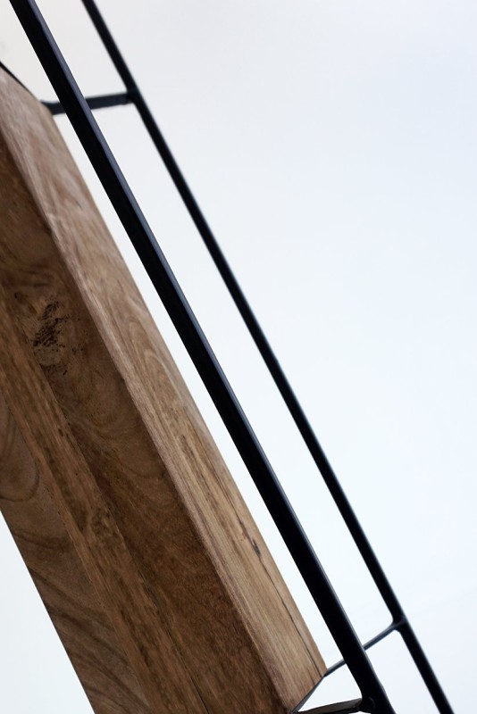 Industrielle Stehleuchte aus Holz und Metall 100 cm - Totem