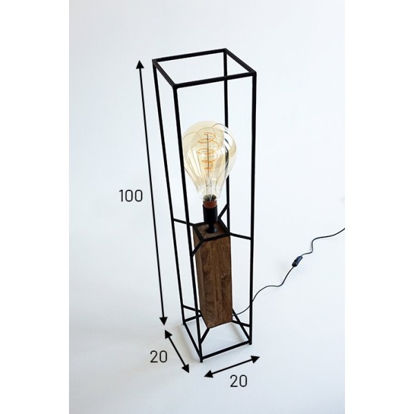 Industrielle Stehleuchte aus Holz und Metall 100 cm - Totem