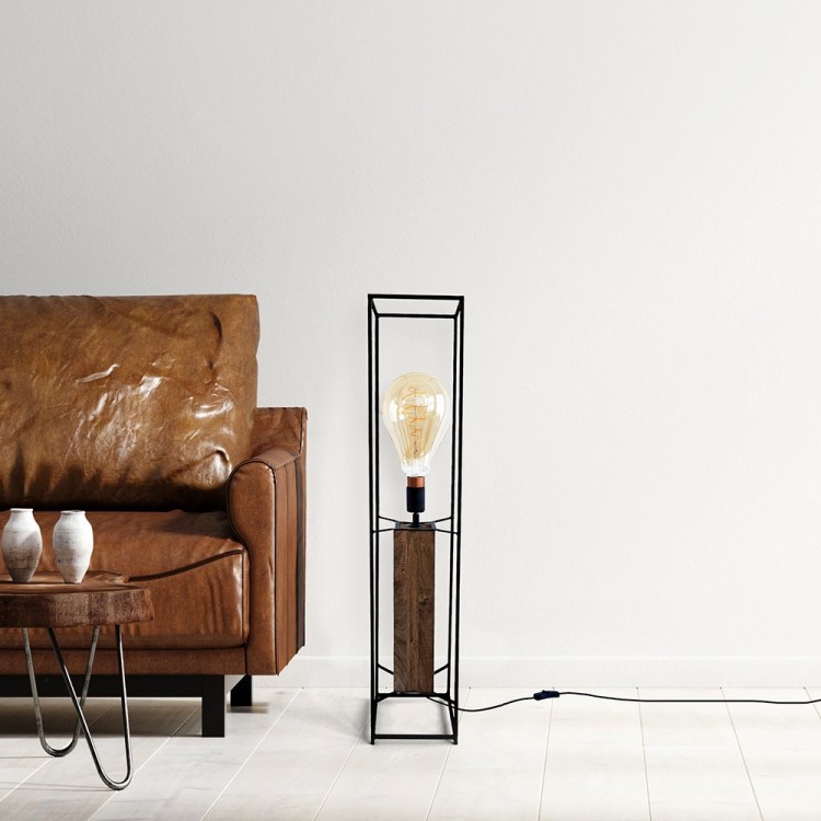Industrielle Stehleuchte aus Holz und Metall 100 cm - Totem