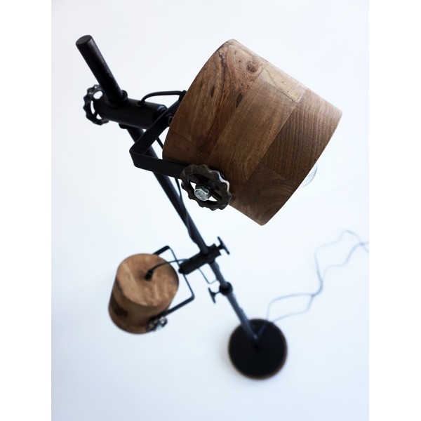 Industrielle Stehlampe aus Holz und Metall - Woody