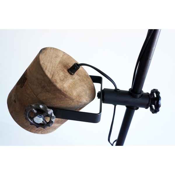 Industrielle Stehlampe aus Holz und Metall - Woody