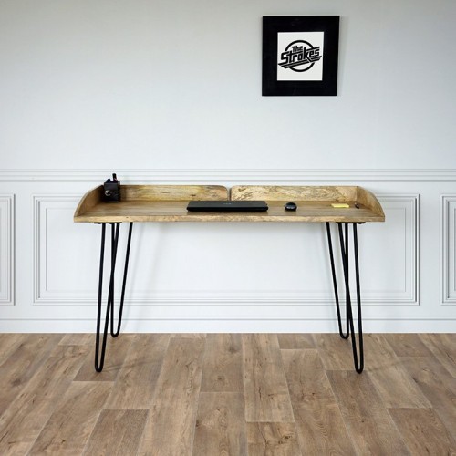 Industrieller Schreibtisch aus Holz und Metall