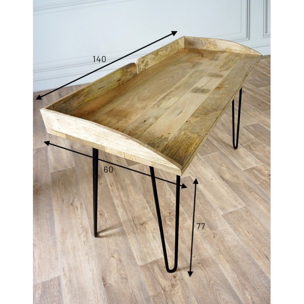 Industrieller Schreibtisch aus Holz und Metall