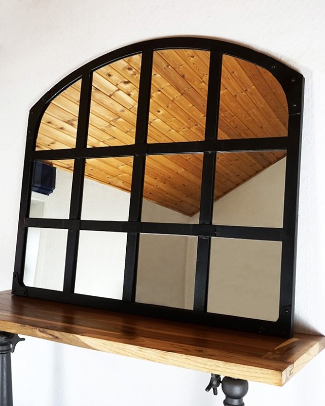 Industrieller Design-Spiegel schwarz 120 X 100 cm