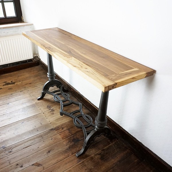Industrielle Konsole aus Metall und Teakholz