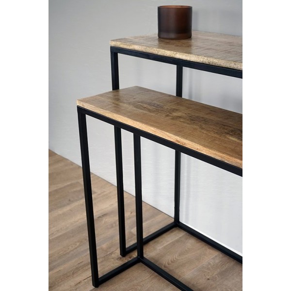 Doppelkonsole aus Holz und Metall