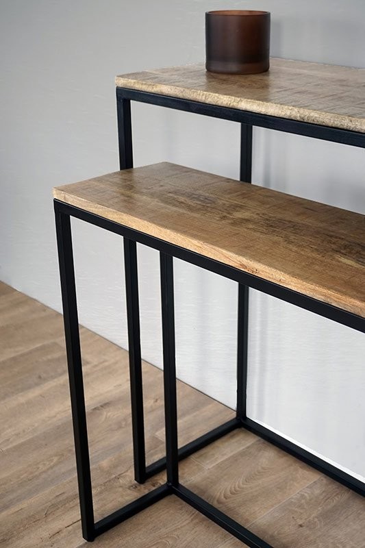 Doppelkonsole aus Holz und Metall