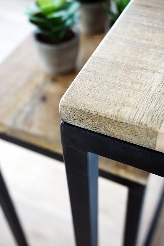 Doppelkonsole aus Holz und Metall