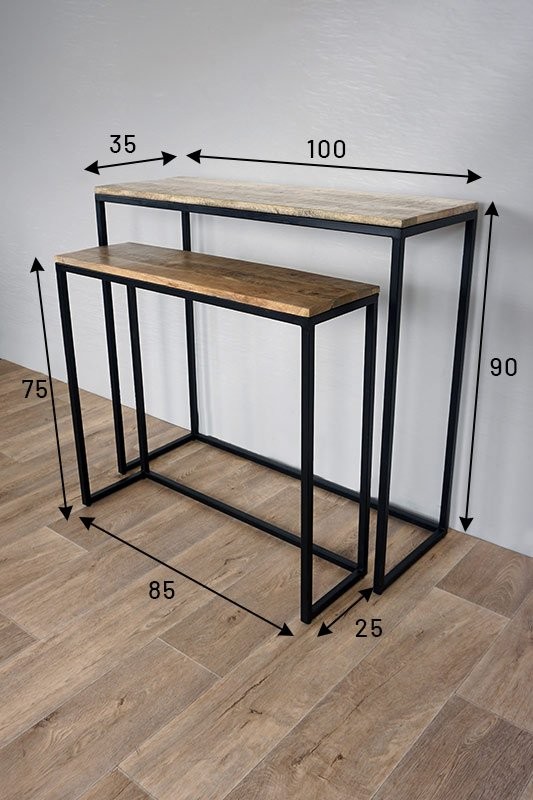 Doppelkonsole aus Holz und Metall