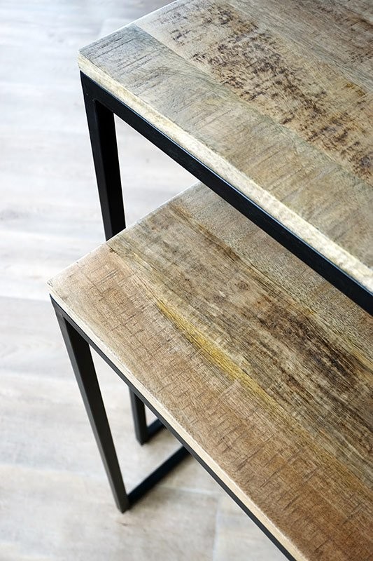 Doppelkonsole aus Holz und Metall