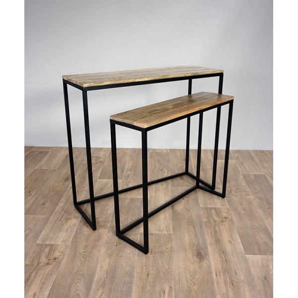 Doppelkonsole aus Holz und Metall