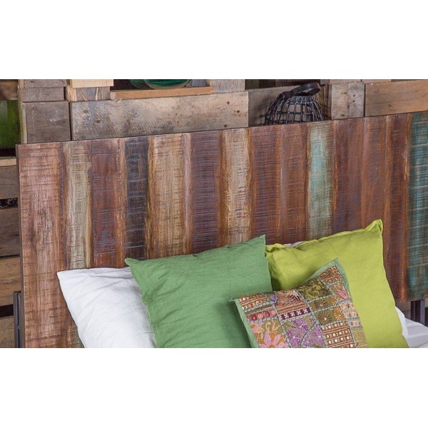 Industrielles 2-Sitzer-Bett aus recyceltem Holz
