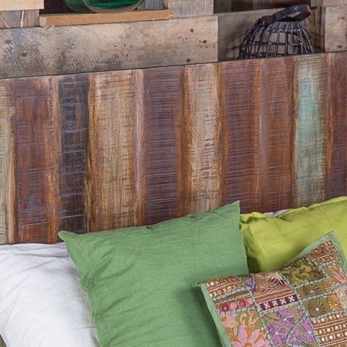 Industrielles 2-Sitzer-Bett aus recyceltem Holz