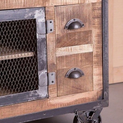 Industrielles TV-Möbel mit 4 Schubladen in Antik-Finish