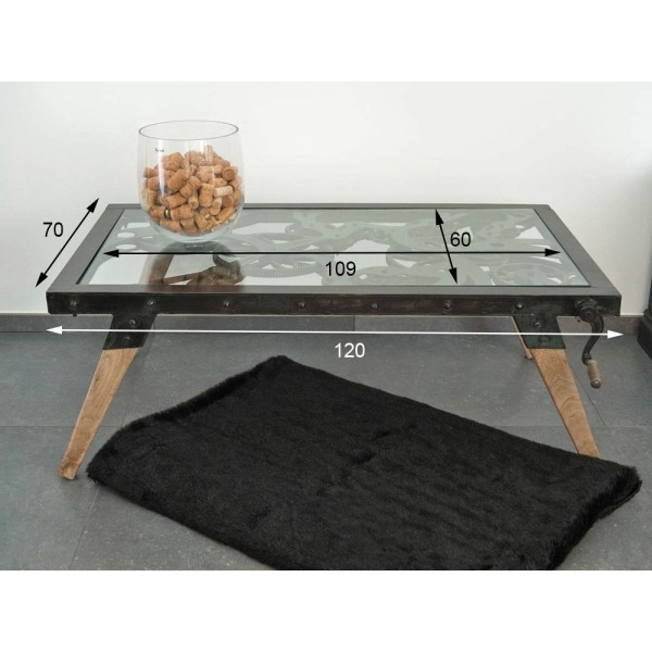 Industrieller Couchtisch mit Zahnrädern