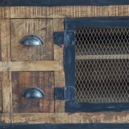 Industrielles TV-Möbel mit 6 Schubladen in Carbon-Finish