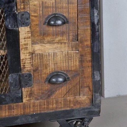 Industrielles TV-Möbel mit 4 Schubladen in Carbon-Finish