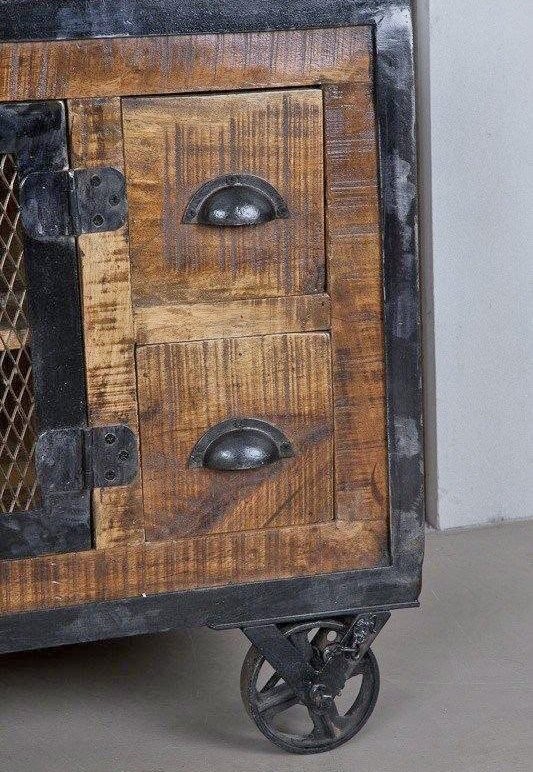 Industrielles TV-Möbel mit 4 Schubladen in Carbon-Finish