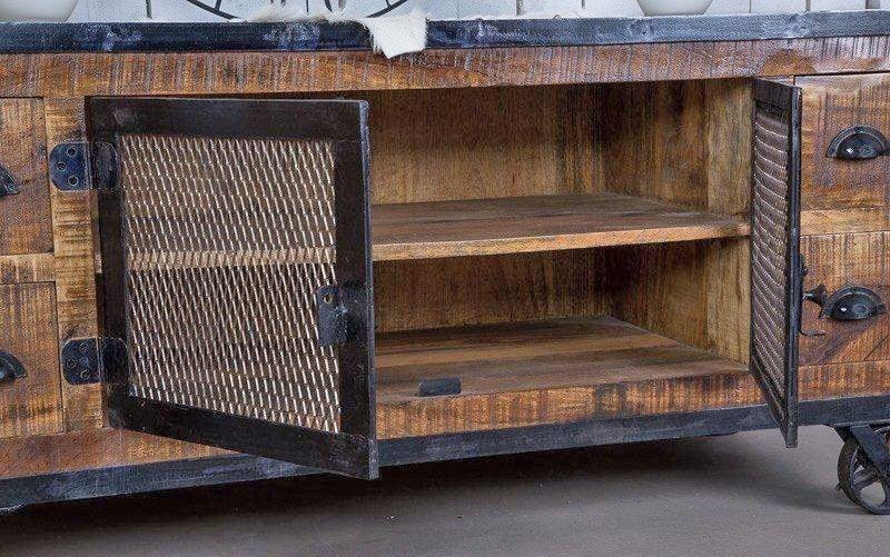 Industrielles TV-Möbel mit 4 Schubladen in Carbon-Finish