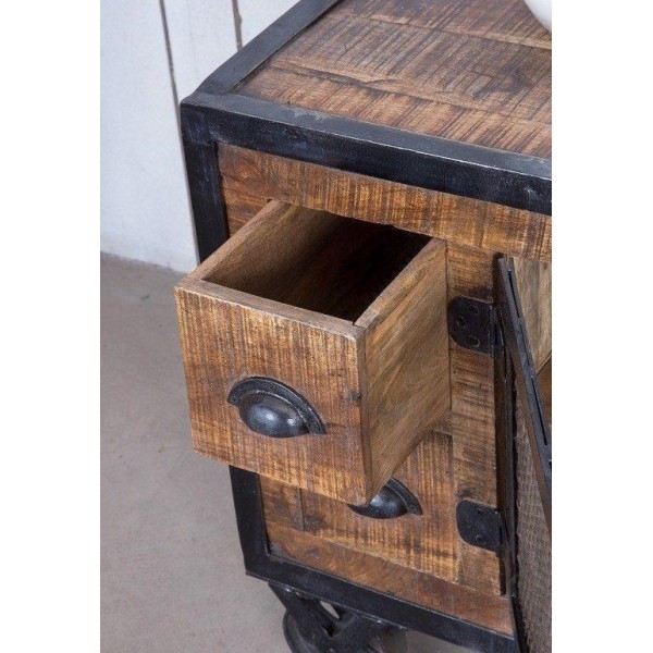 Industrielles TV-Möbel mit 4 Schubladen in Carbon-Finish