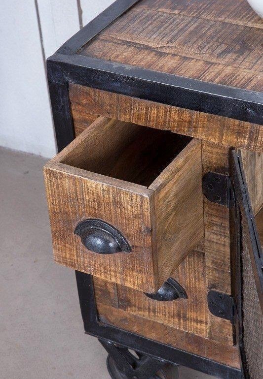 Industrielles TV-Möbel mit 4 Schubladen in Carbon-Finish