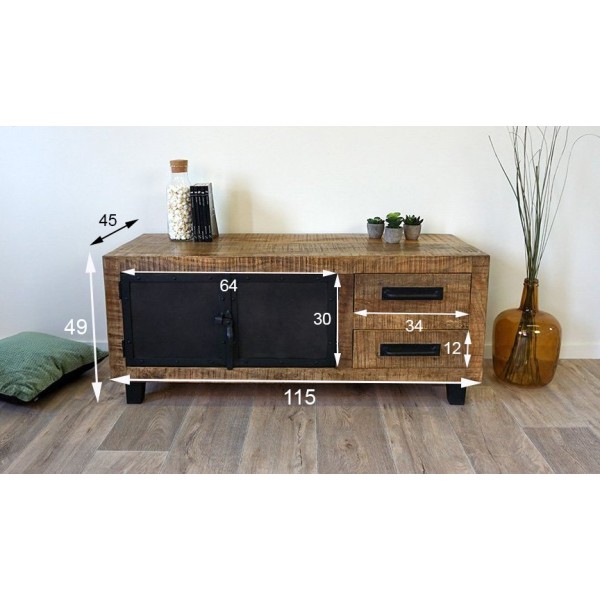 TV-Möbel aus Holz & Metall BROOKLYN 115 cm