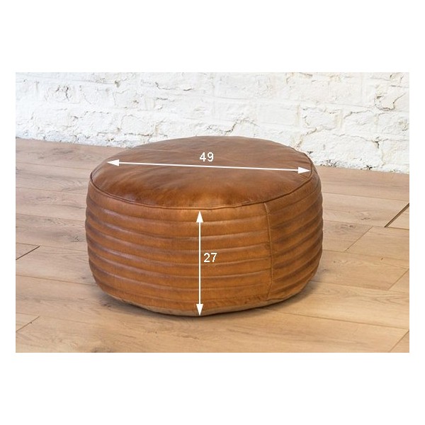 Runder Sitzhocker aus Leder Savoy