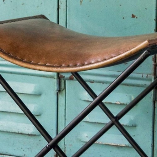 Beistell-Klapphocker aus Vintage-Leder SMART