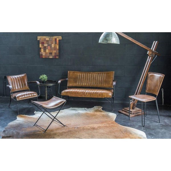 Beistell-Klapphocker aus Vintage-Leder SMART