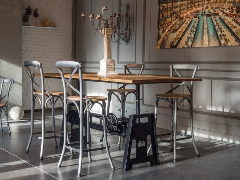 Bistro-Hochstuhl Holz Metall