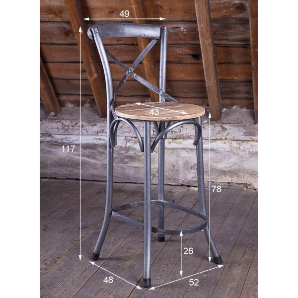 Bistro-Hochstuhl Holz Metall