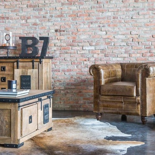 Chesterfield-Sessel aus Patchwork-Leder