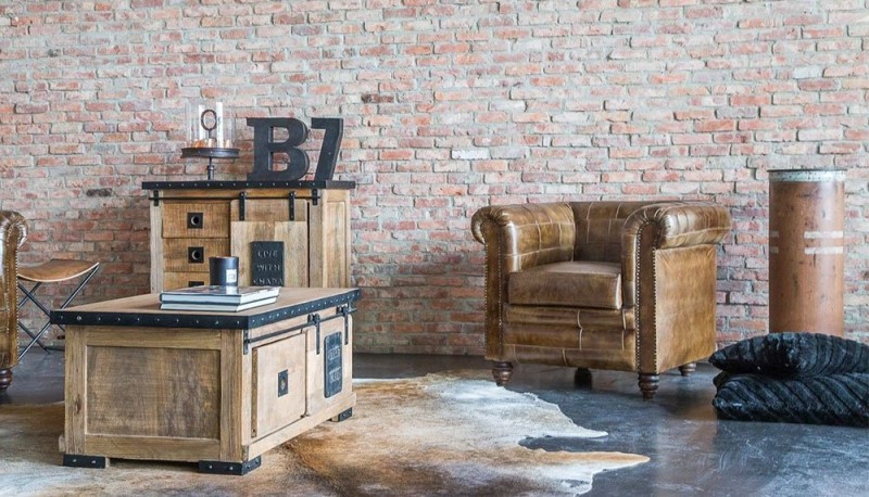 Chesterfield-Sessel aus Patchwork-Leder