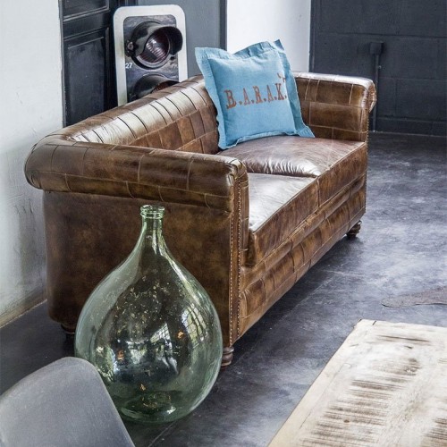 Chesterfield-Sofa aus Patchwork-Leder, 3-Sitzer