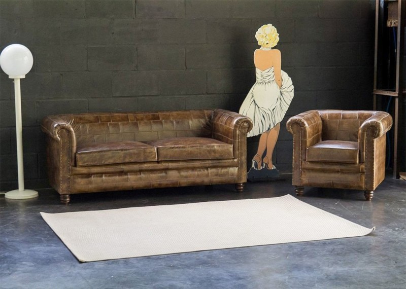 Chesterfield-Sofa aus Patchwork-Leder, 3-Sitzer