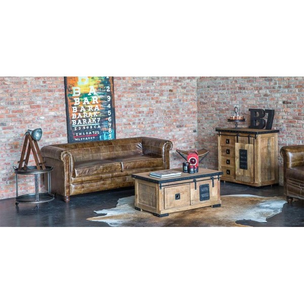 Chesterfield-Sofa aus Patchwork-Leder, 3-Sitzer