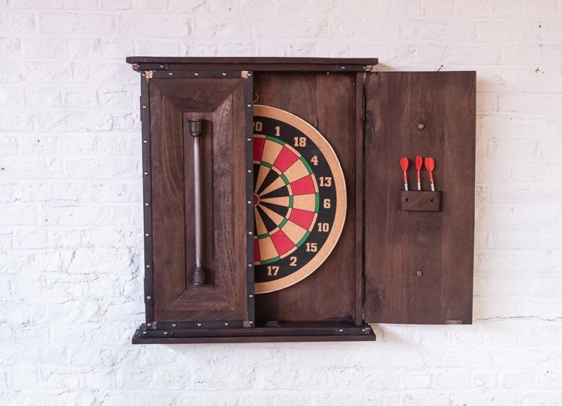 Dartschrank Massivholzkasten DART