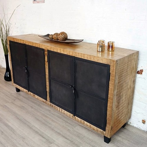 Großes industrielles Buffet aus Holz und Metall Broolyn