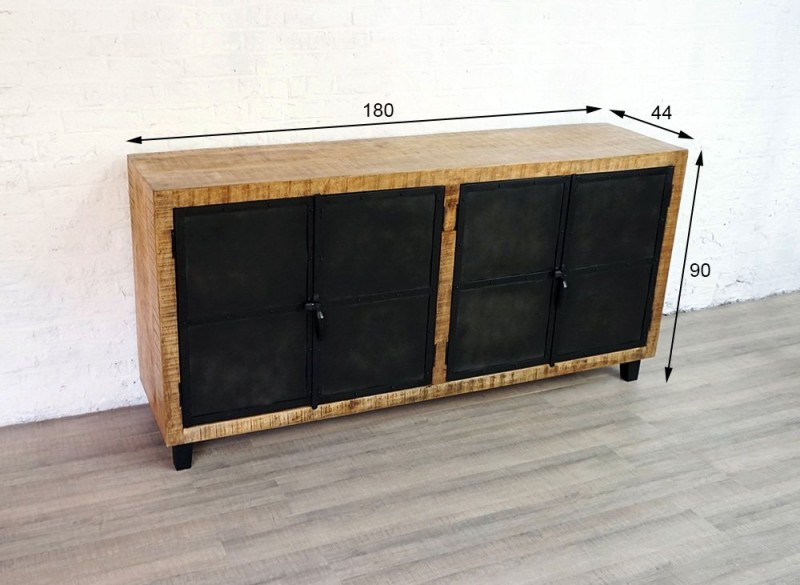Industrieller Sideboardschrank aus Holz und Metall - Brooklyn